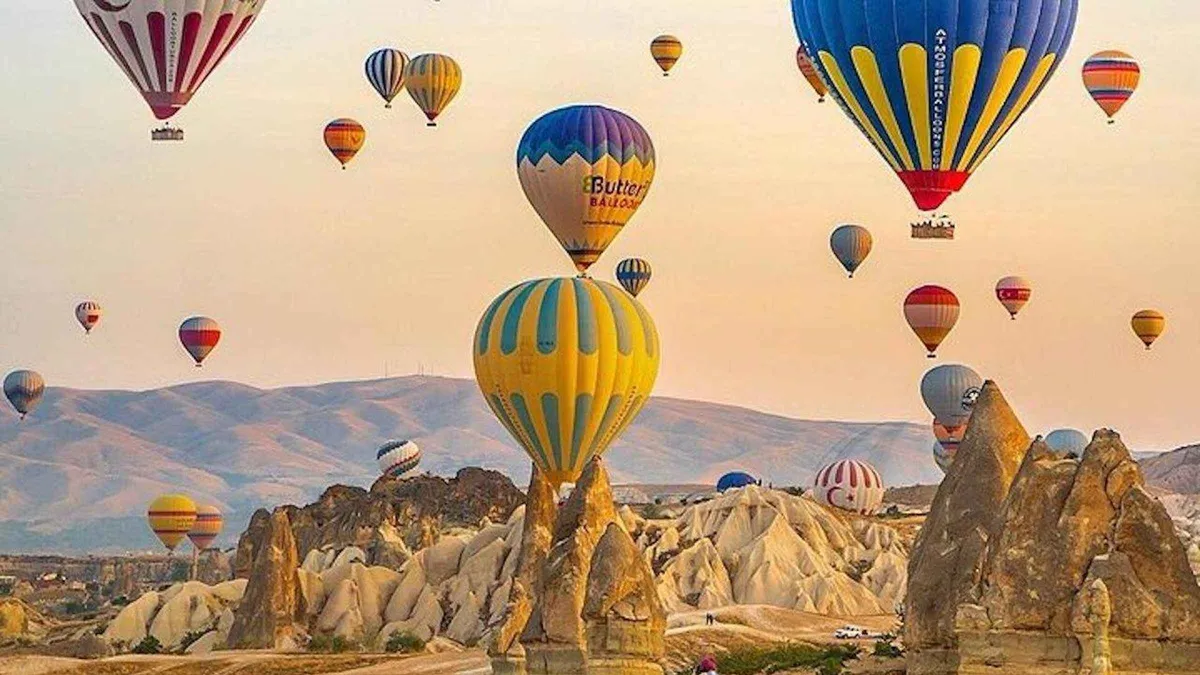 Cappadocia cave hotel terrace at dawn on a 2-day Turkey tour package from Istanbul, Cappadocia, Turkey