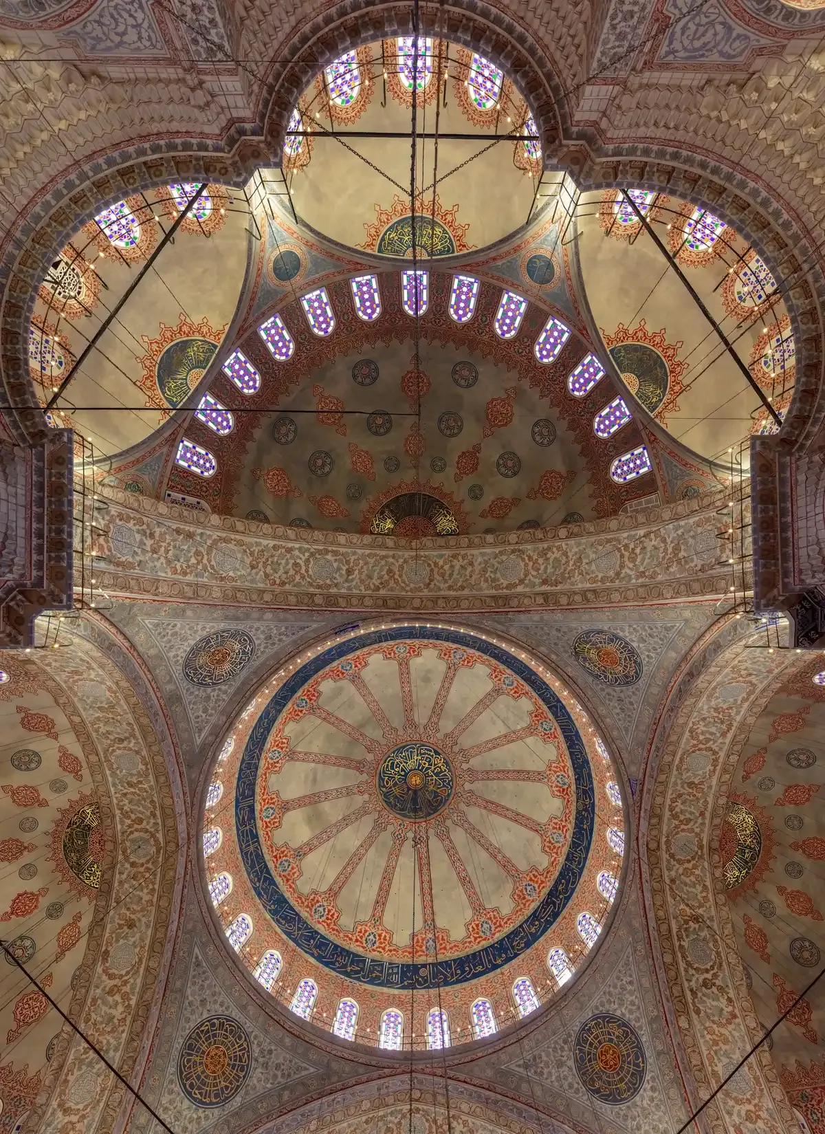 The painted domes inside the Blue Mosque in Istanbul, in a guide answering is Turkey safe