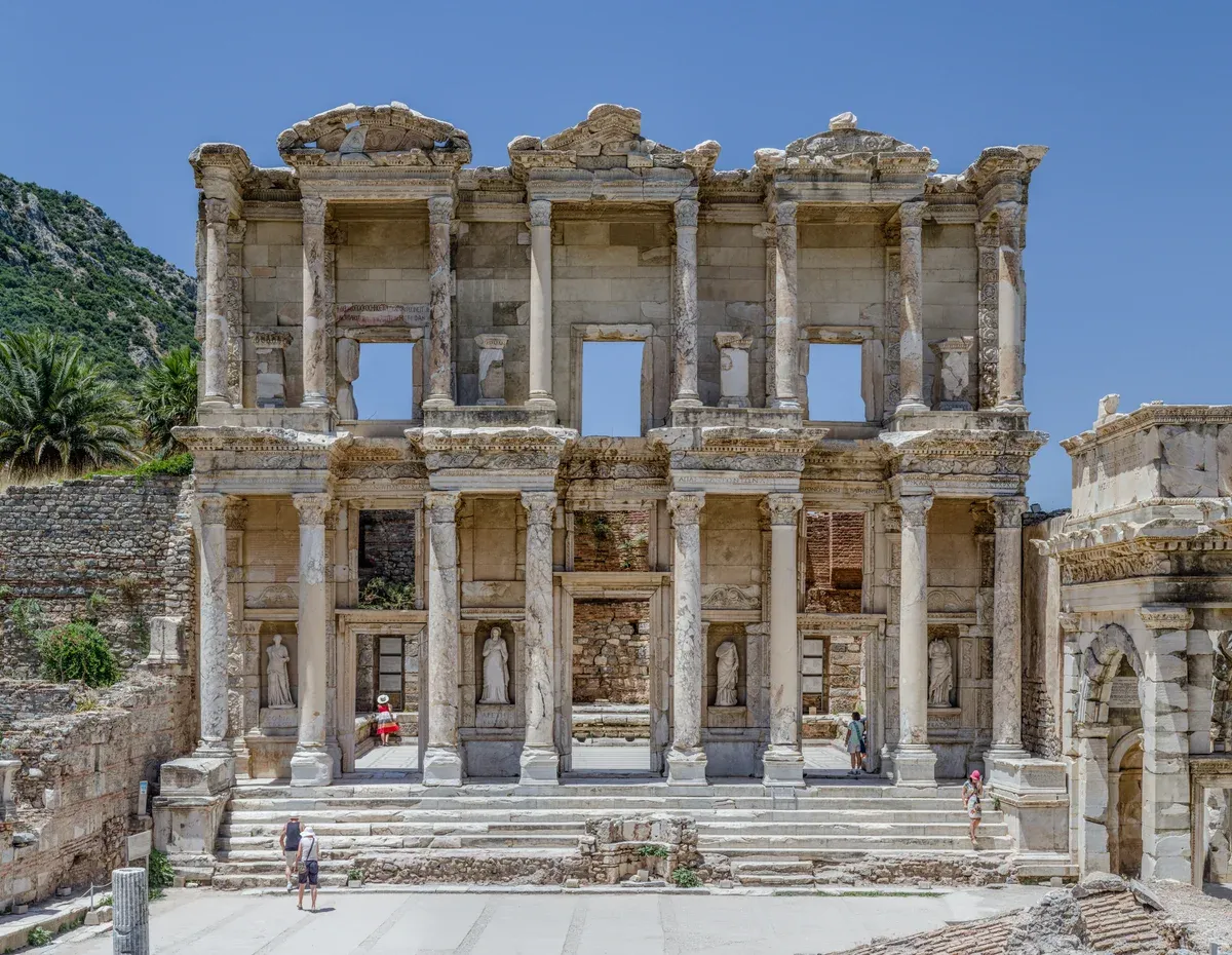The facade of the Library of Celsus at Ephesus, a stop on a Turkey itinerary