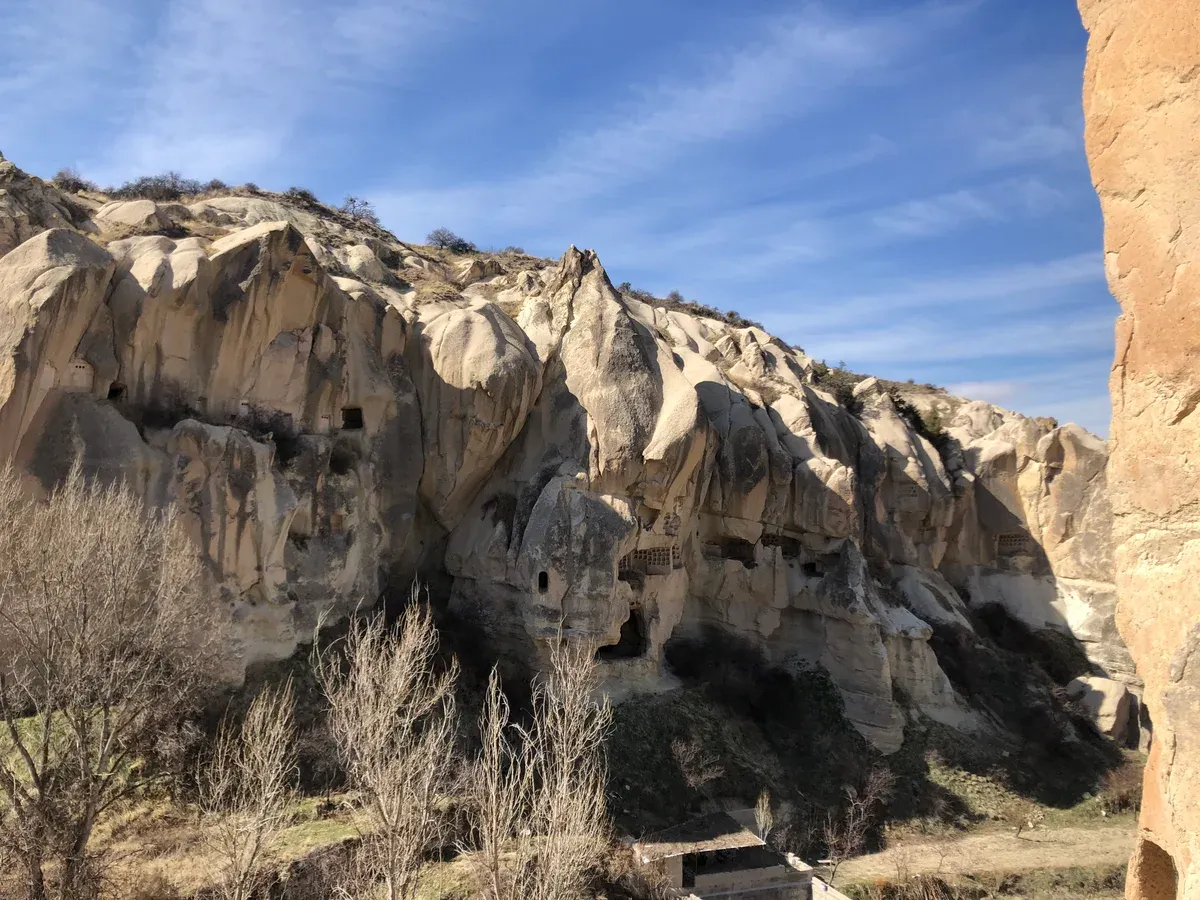 Rock-cut cliffs of the Goreme Open Air Museum in Cappadocia, on a Cappadocia trip from Istanbul by plane
