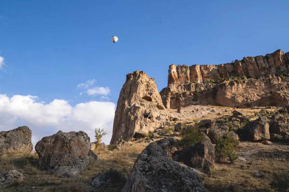 Rock walls of the Ihlara Valley in Cappadocia in summer, on a 3 day Cappadocia tour with balloon
